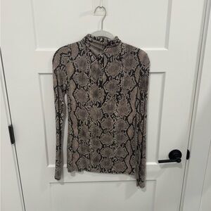 Babaton Snake Print Long Sleeve Top - Black and Tan